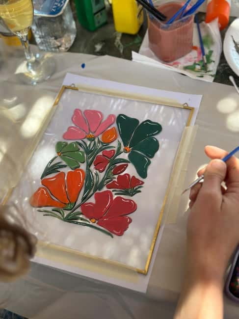 Antalya: Frame Glass Painting Workshop with Turkish Tea - Choosing your image before the painting begins