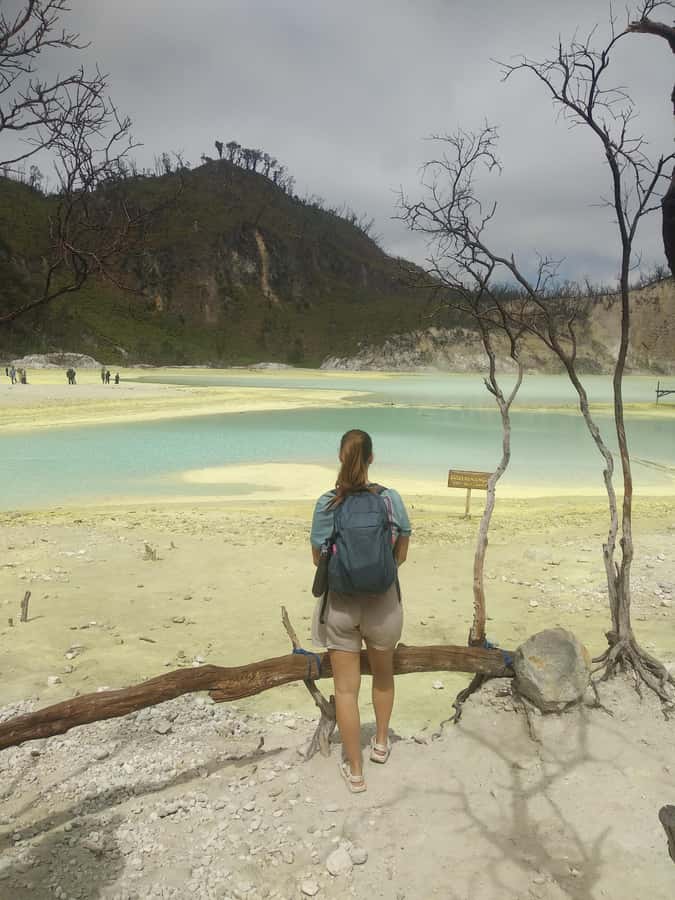 Bandung : White Crater, Tea Plantation Tour Guide Bandung - The natural hot spring is more than a quick photo