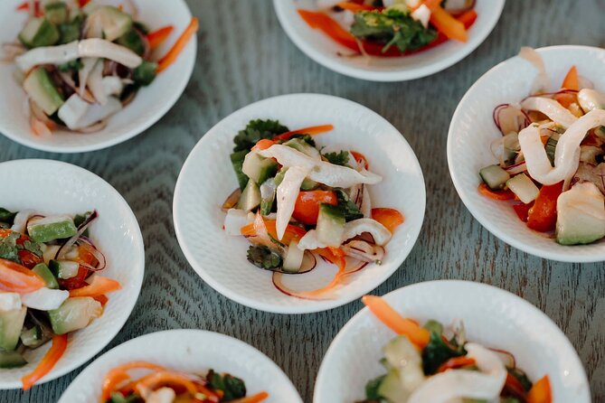 Boab and Myrtle Chandon High Tea in Broome - Pearl meat ceviche brings in the coast