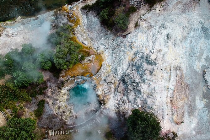 Furnas Volcano, Lake, Geysers, Tea Plantation and Terra Nostra - Furnas Lake shows the calm side of the volcano