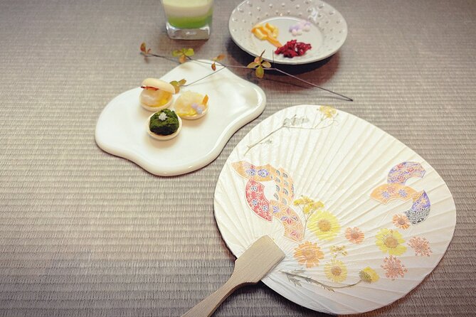Hands-On Japanese Craft in Tokyo with Mochi Wagashi & Matcha - Designing your own pressed-flower uchiwa