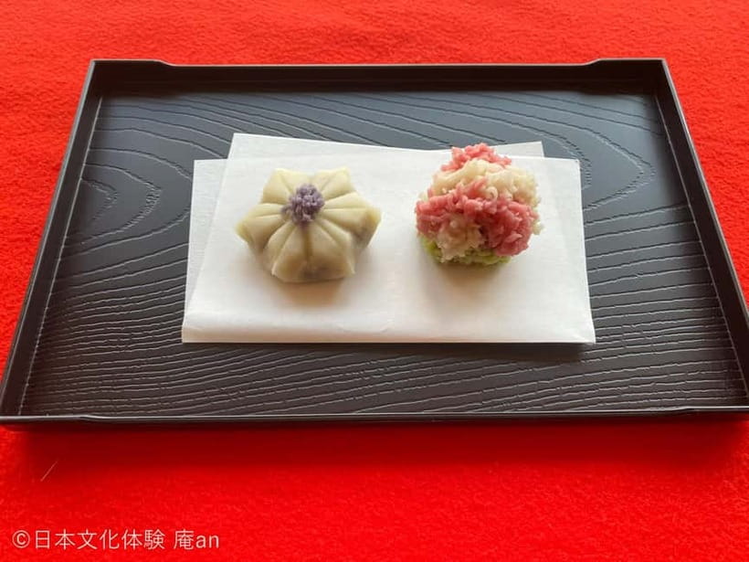 Japanese Traditional Sweets making and Tea Ceremony - Making two seasonal nerikiri sweets