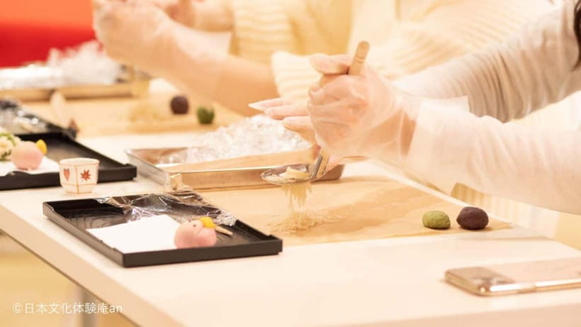 Kyoto: Japanese Traditional Sweets Making and Tea Ceremony - The first step: coloring Kyoto bean paste