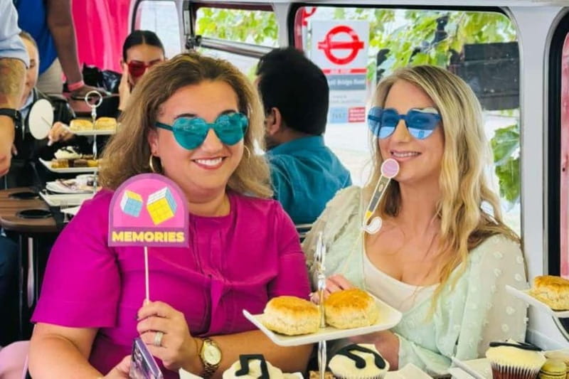London: "Here We Go Again" Afternoon Tea Bus - A pink bus and a very British welcome