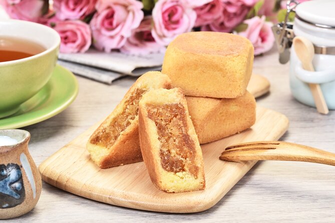 Pineapple Pastry with Egg Yolk, Longan Cake, High Mountain Oolong Tea. Taiwan Traditional Dessert Experience-D (Taipei Cooking Class) - Arriving at CookingFun Taiwan on Guangfu South Road