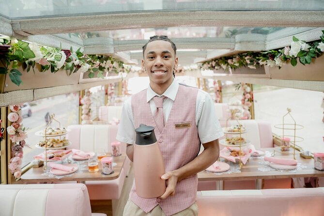 Tea Around Town: High Tea Experience and Tour of Washington DC - A pink bus in the middle of Washington