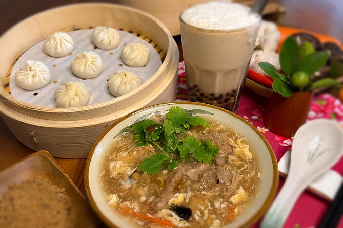 Xiao Long Bao, Pork thick soup, Bubble milk tea. Taiwan Traditional Light Meals Experience-B (Taipei Cooking Class) - Xiao Long Bao folding is the afternoon’s main challenge